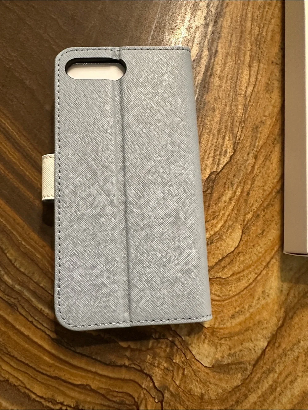 Michael Kors Light Blue and White Folio Phone Case with Blue Strap
